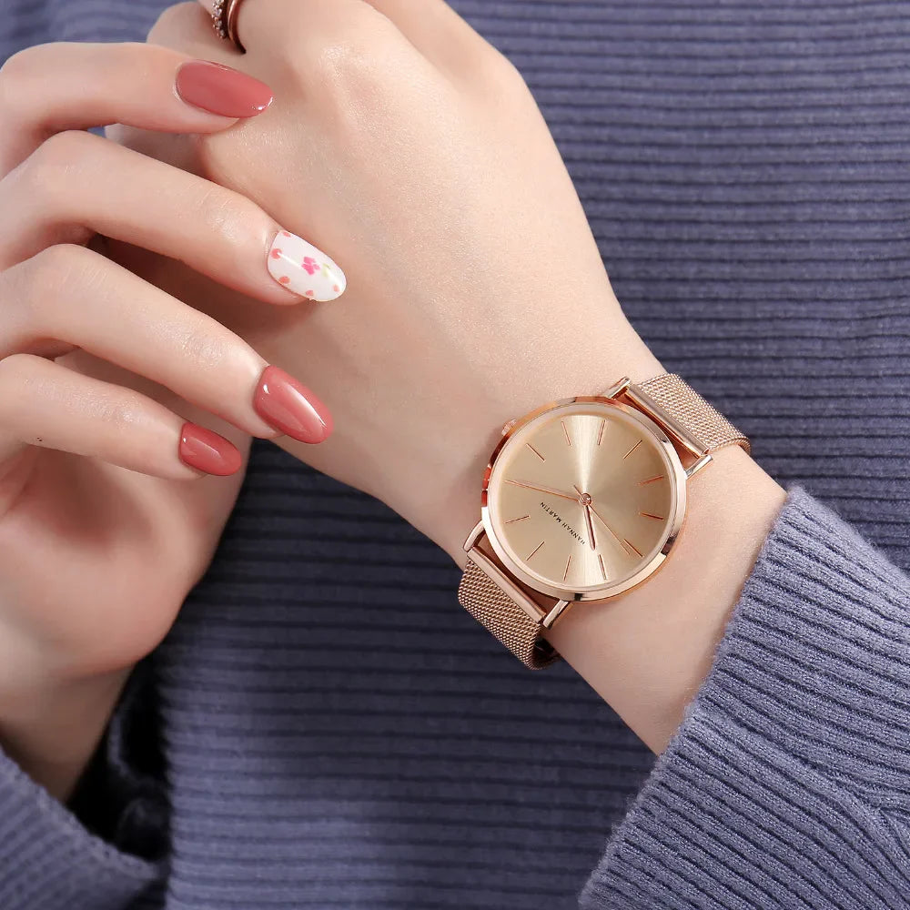 Luxurious Rose Gold Mesh Watch