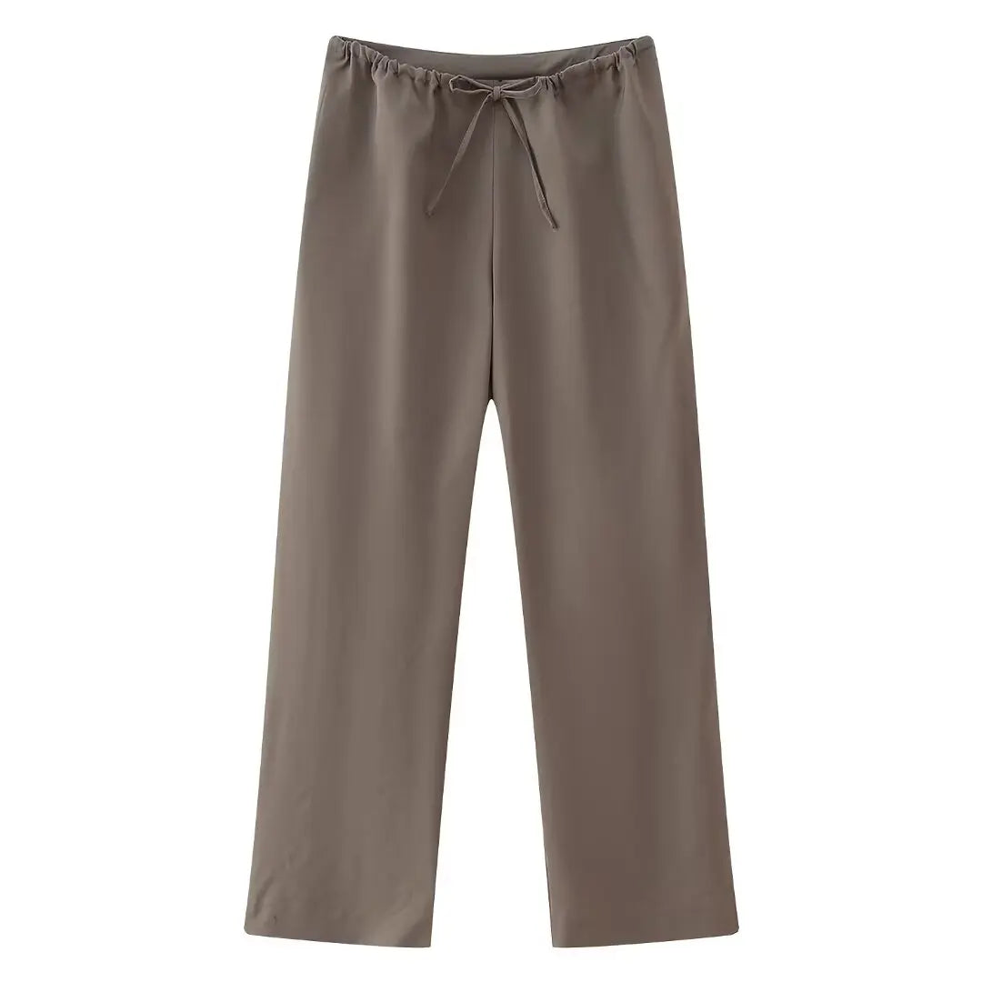 Asymmetric Halter Top & Wide-Leg Pants