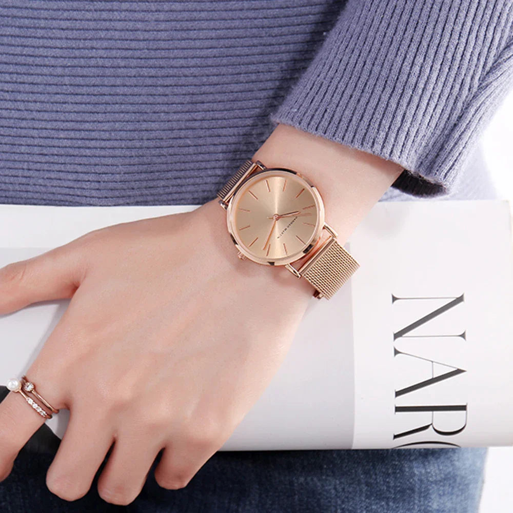 Luxurious Rose Gold Mesh Watch