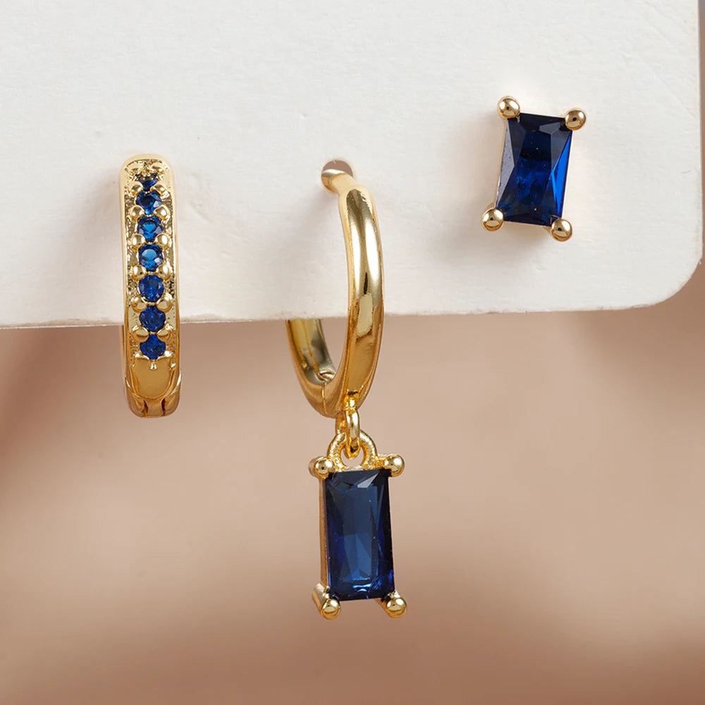 Crystal Charm Mini Hoop Set Earrings