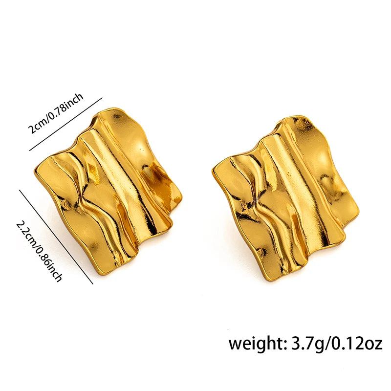 Abstract Gold Stud Earrings