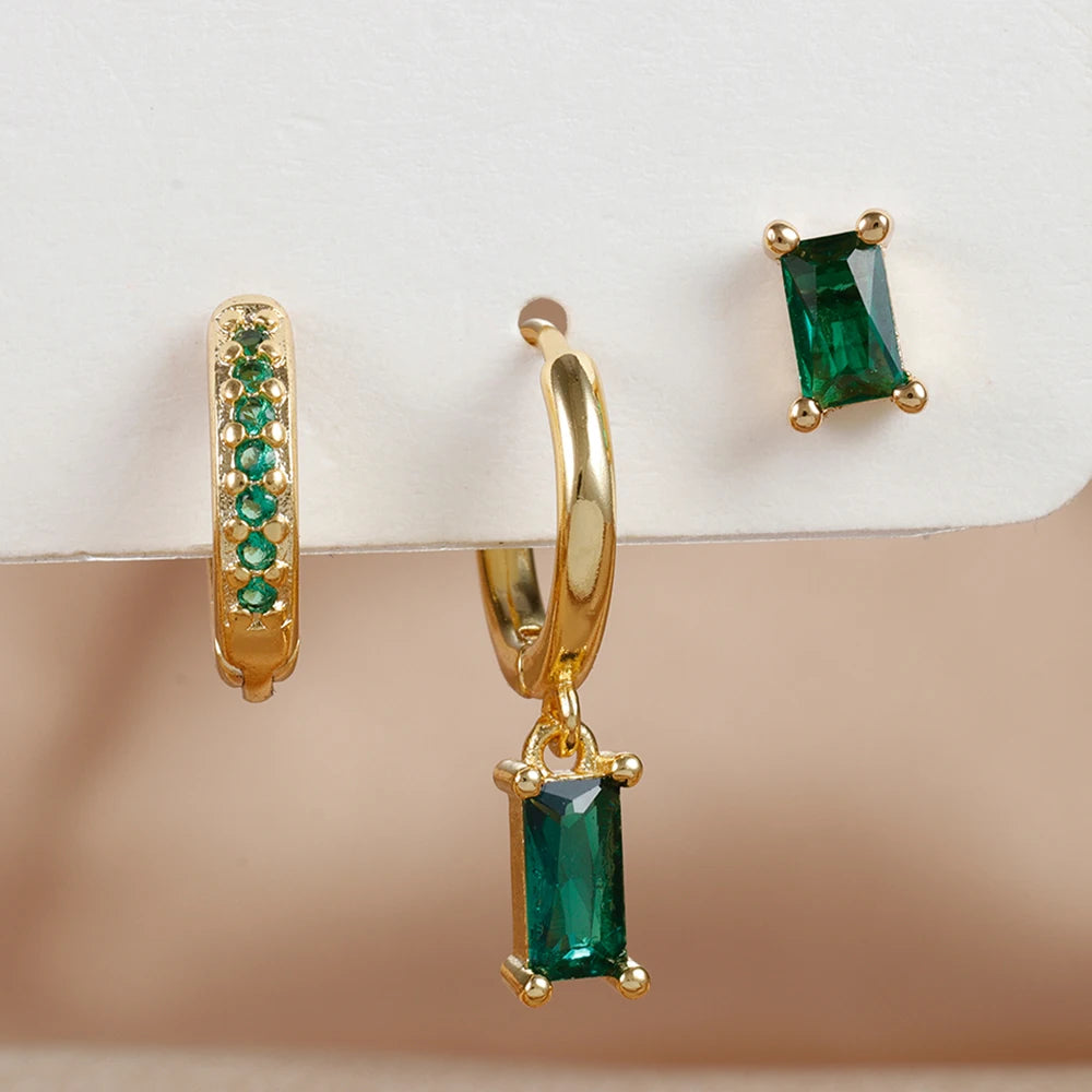 Crystal Charm Mini Hoop Set Earrings
