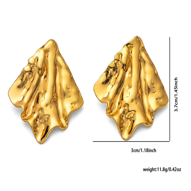 Abstract Gold Stud Earrings