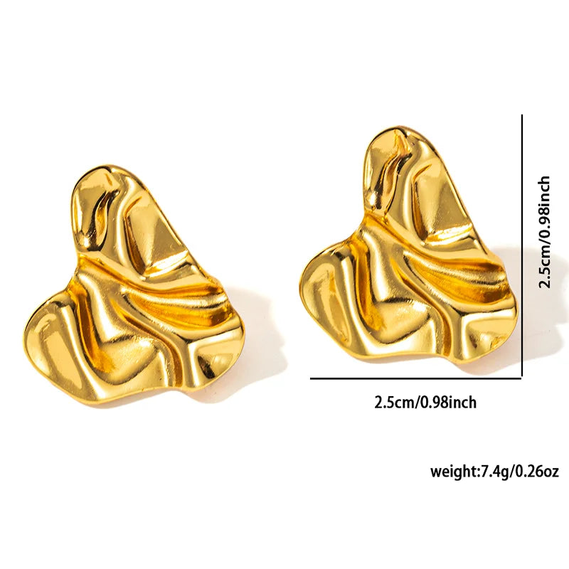 Abstract Gold Stud Earrings