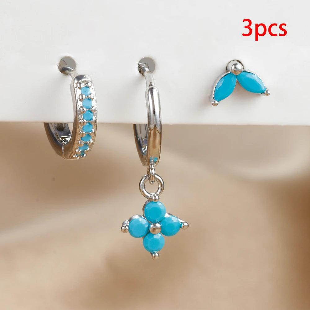 Crystal Charm Mini Hoop Set Earrings