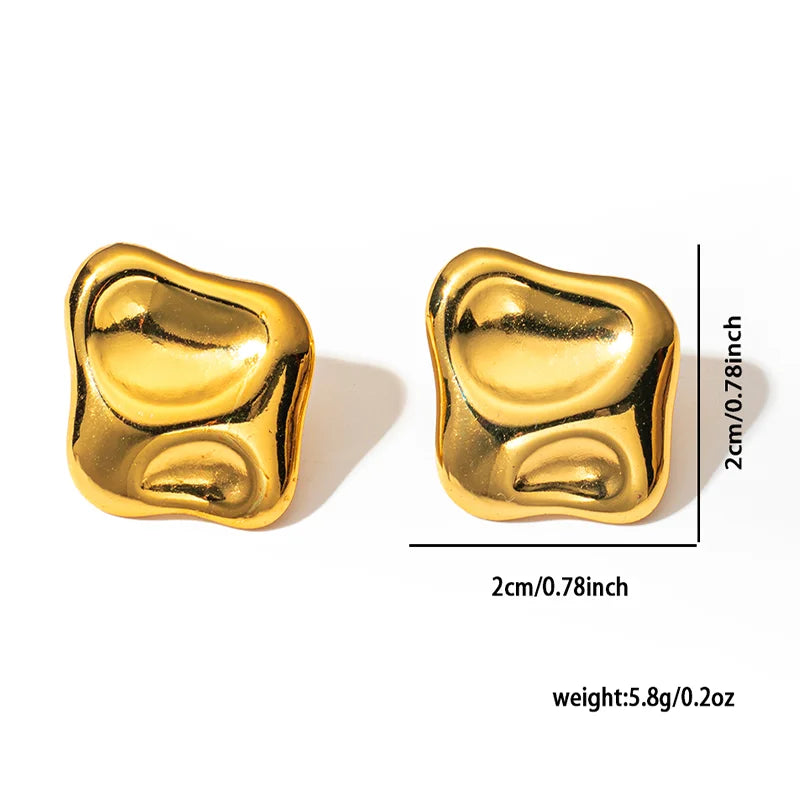 Abstract Gold Stud Earrings