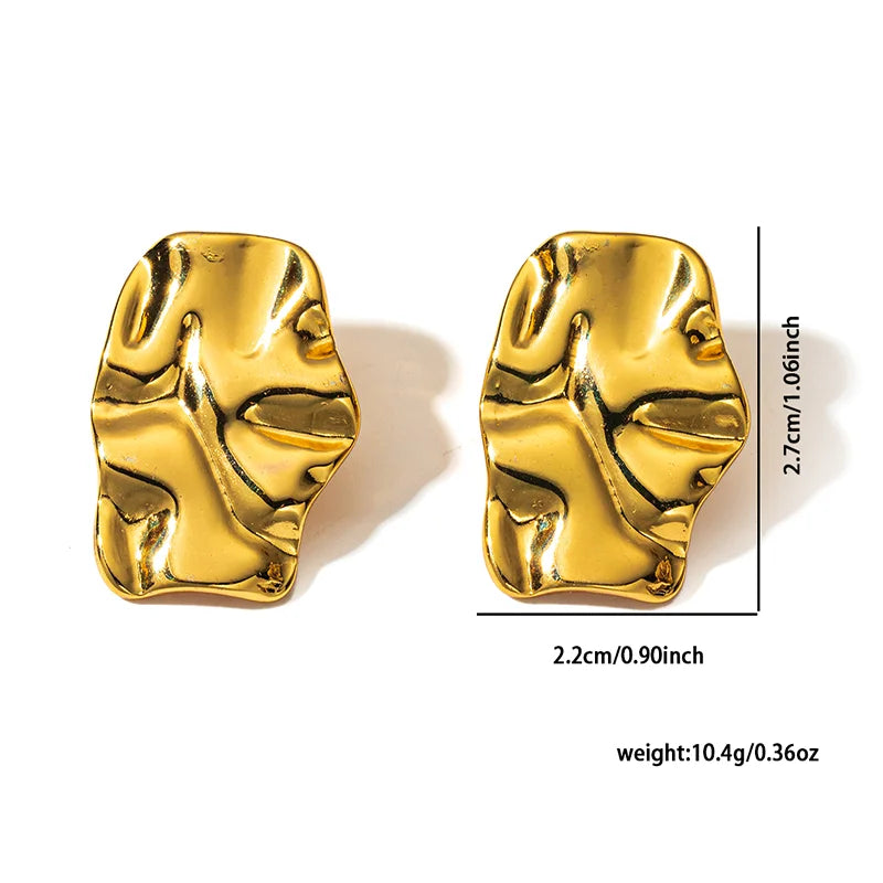 Abstract Gold Stud Earrings