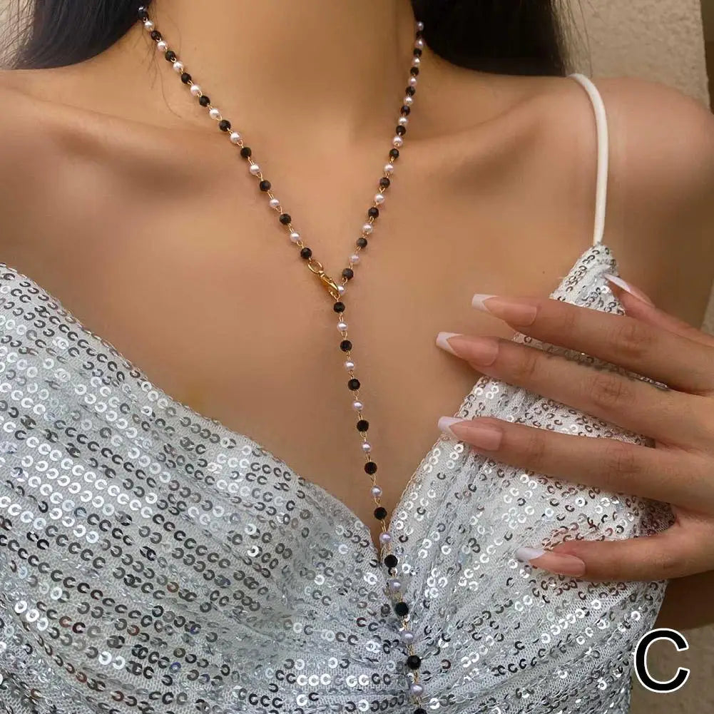 Crystal Lariat Layered Necklace