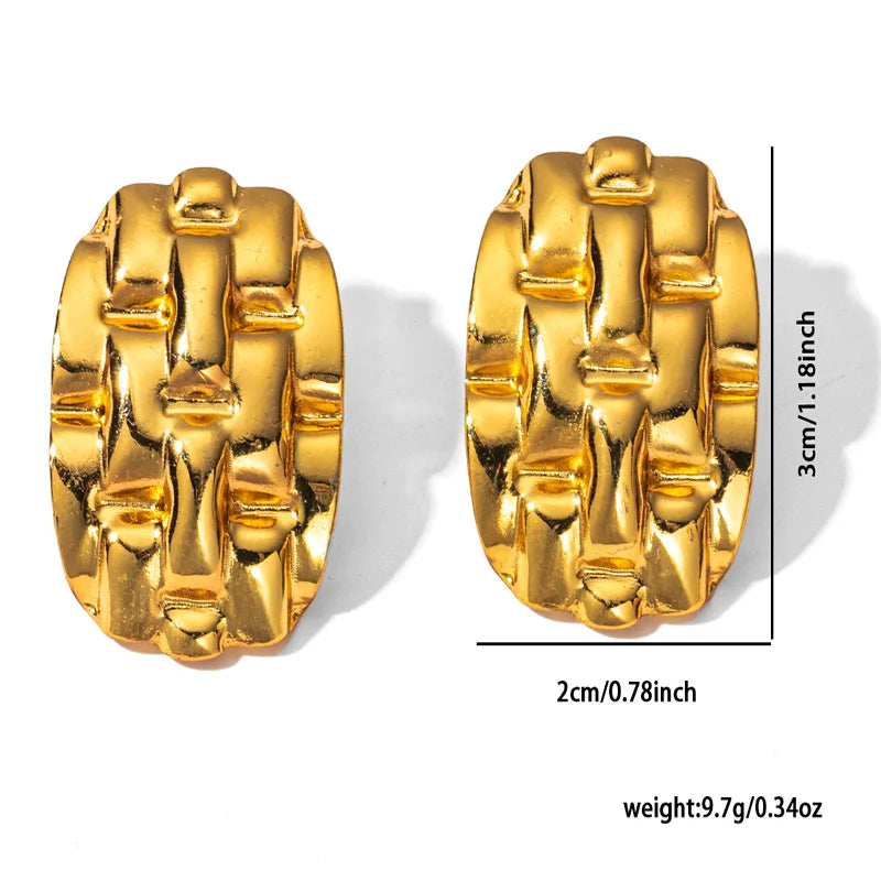 Abstract Gold Stud Earrings