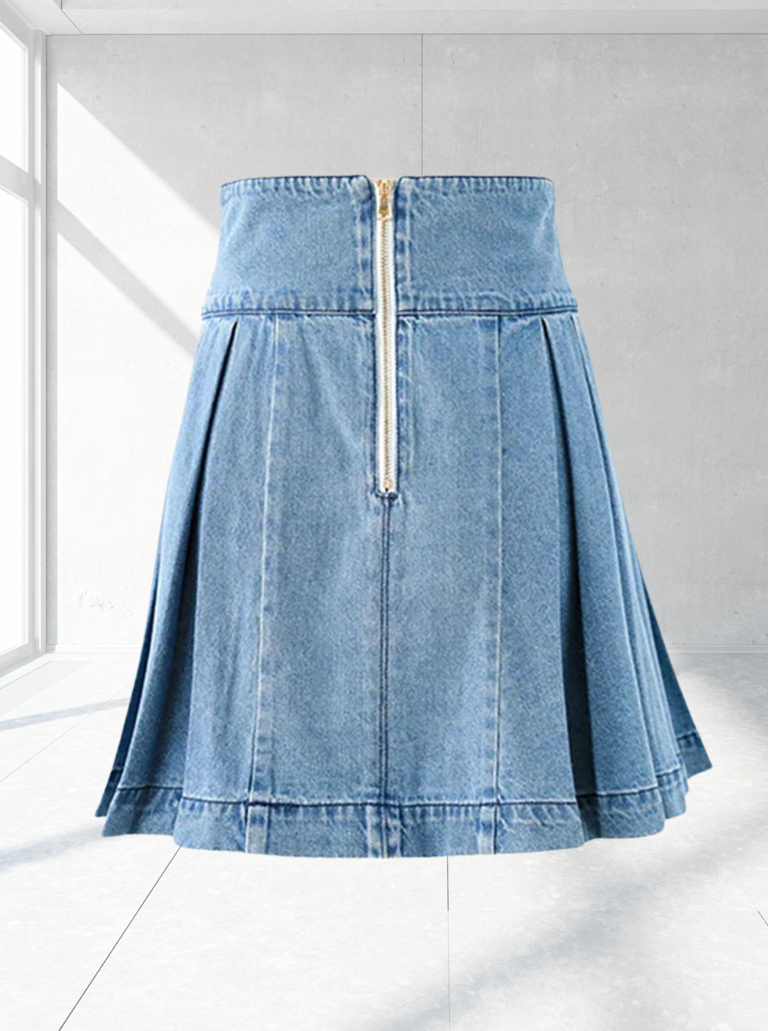 Vintage Vibe Falten -Denim -Minirock