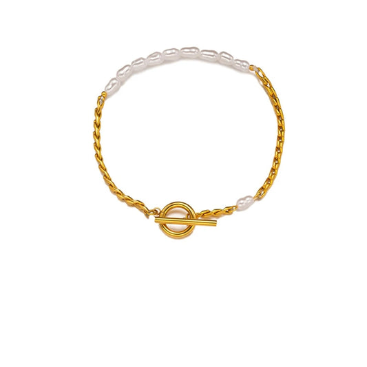 Baroque Pearl & Gold Chain Bracelet