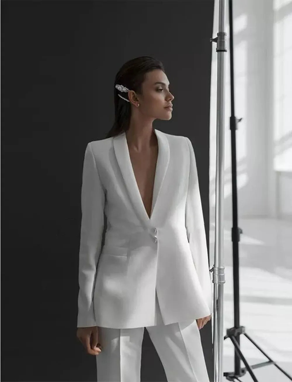 Tailored Elegance White Two-Piece Suit