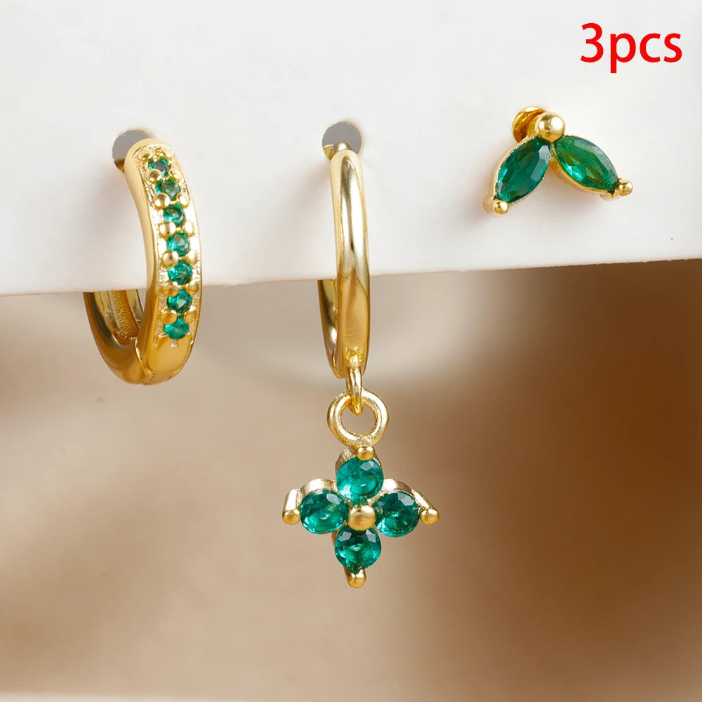 Crystal Charm Mini Hoop Set Earrings