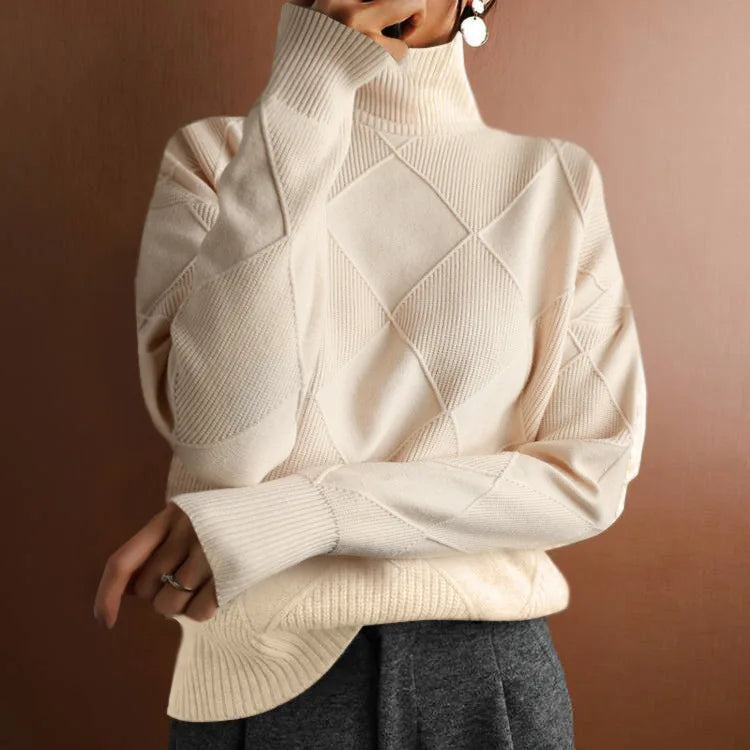 Geometric Knit Turtleneck Sweater