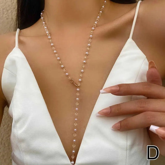 Crystal Lariat Layered Necklace