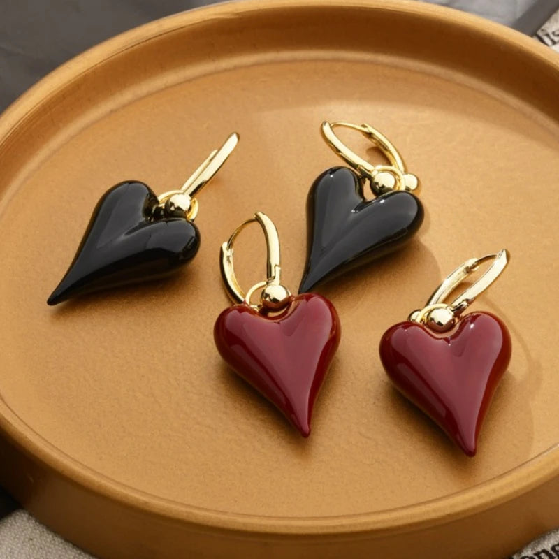 Bold Heart Drop Earrings