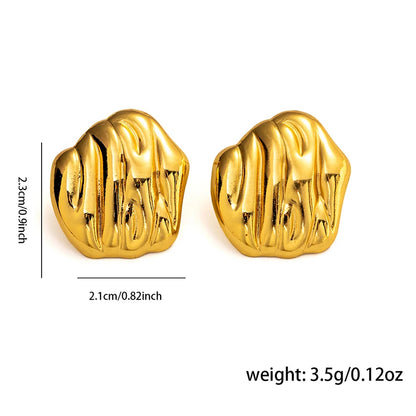 Abstract Gold Stud Earrings