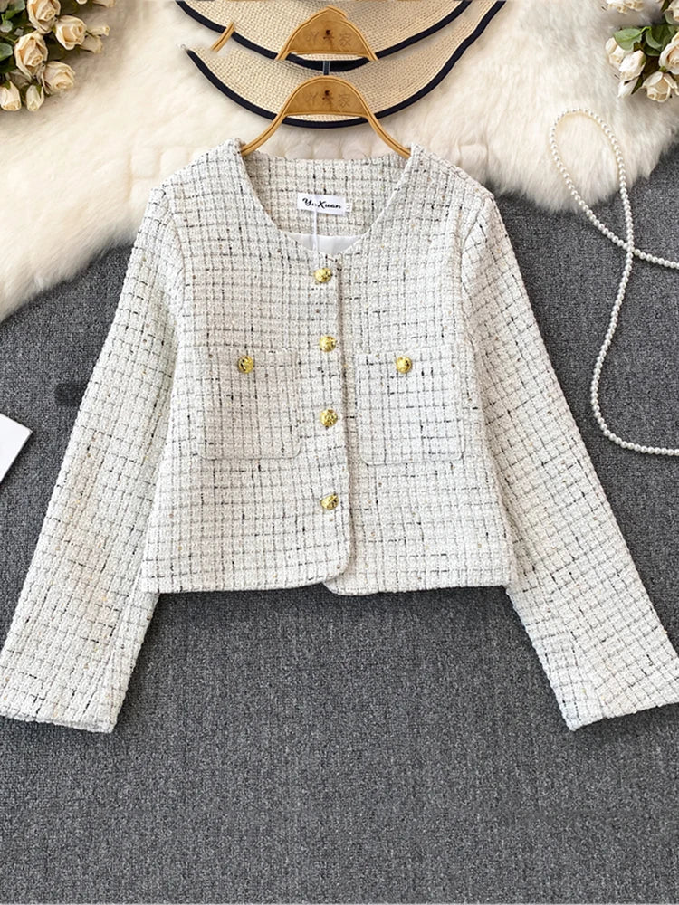 Cozy Korean Tweed Oversized Blazer