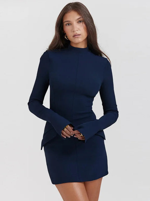 Sleek Navy Structured Mini Dress