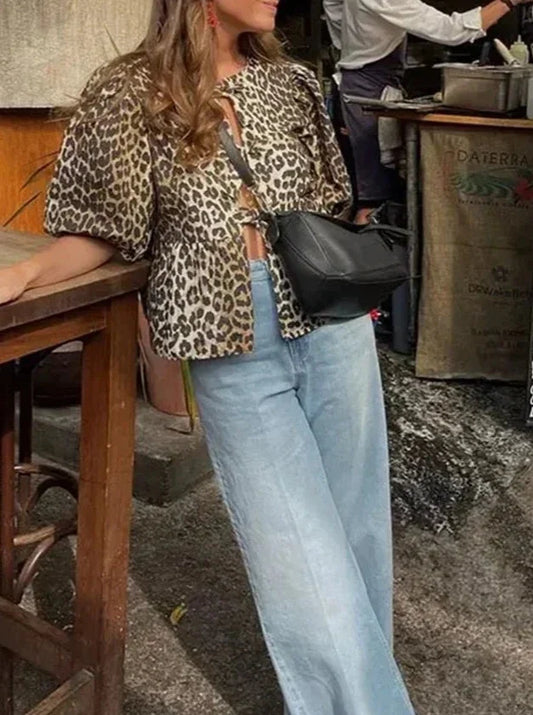 Vintage Vibes Leopard Print Loose Shirt