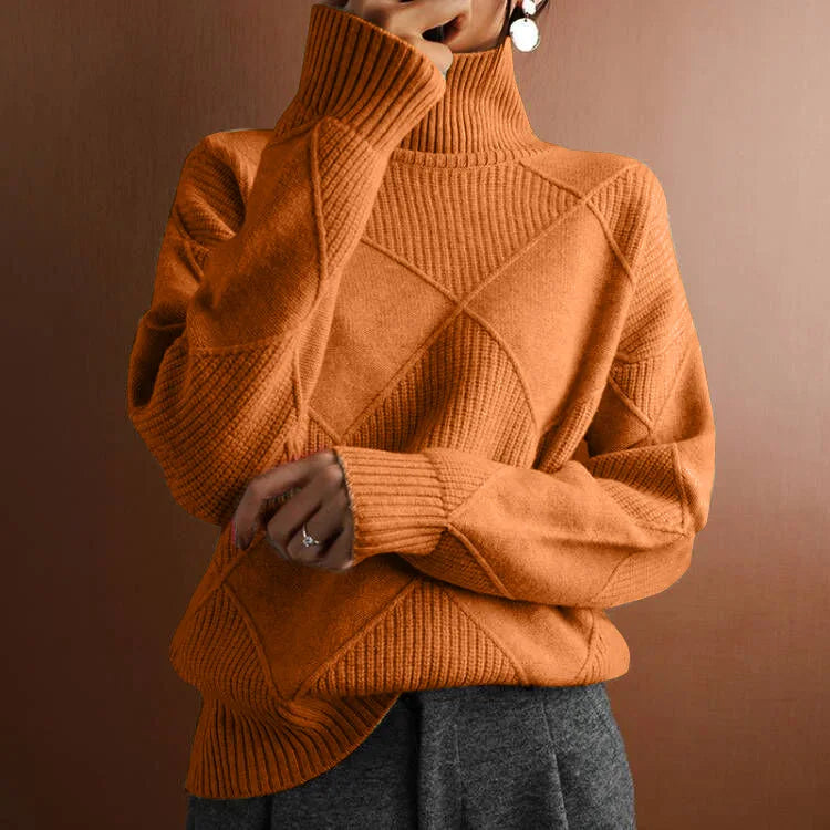 Geometric Knit Turtleneck Sweater