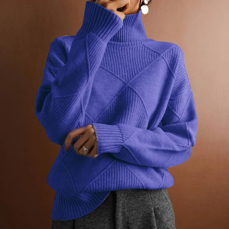 Geometric Knit Turtleneck Sweater