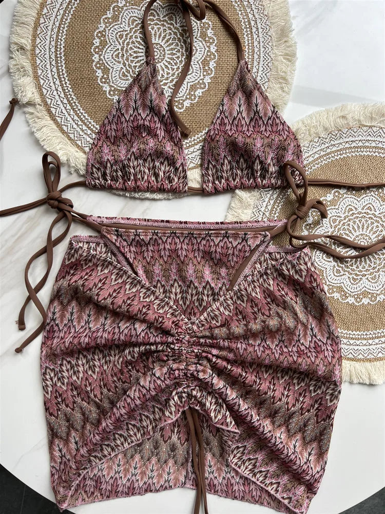 Ensemble de bikini en tricot à feuilles d'érable