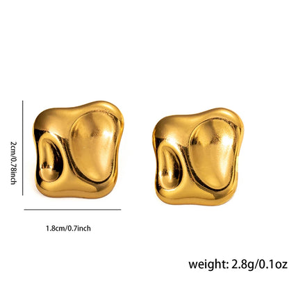 Abstract Gold Stud Earrings
