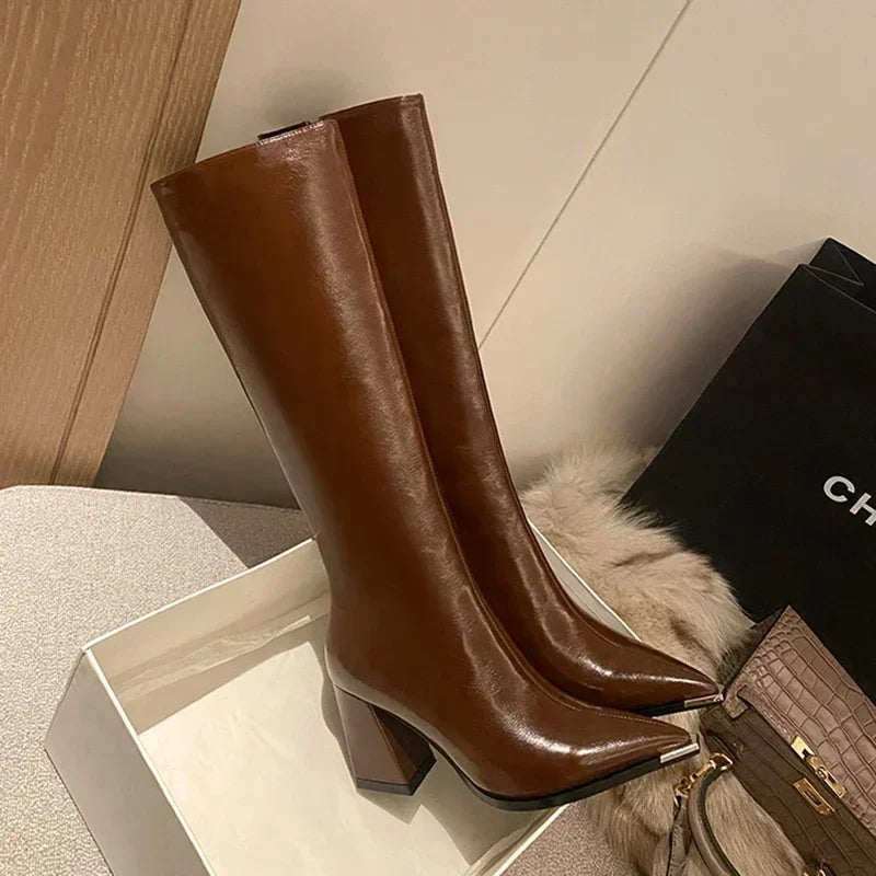 Knee-High Block Heel Boots