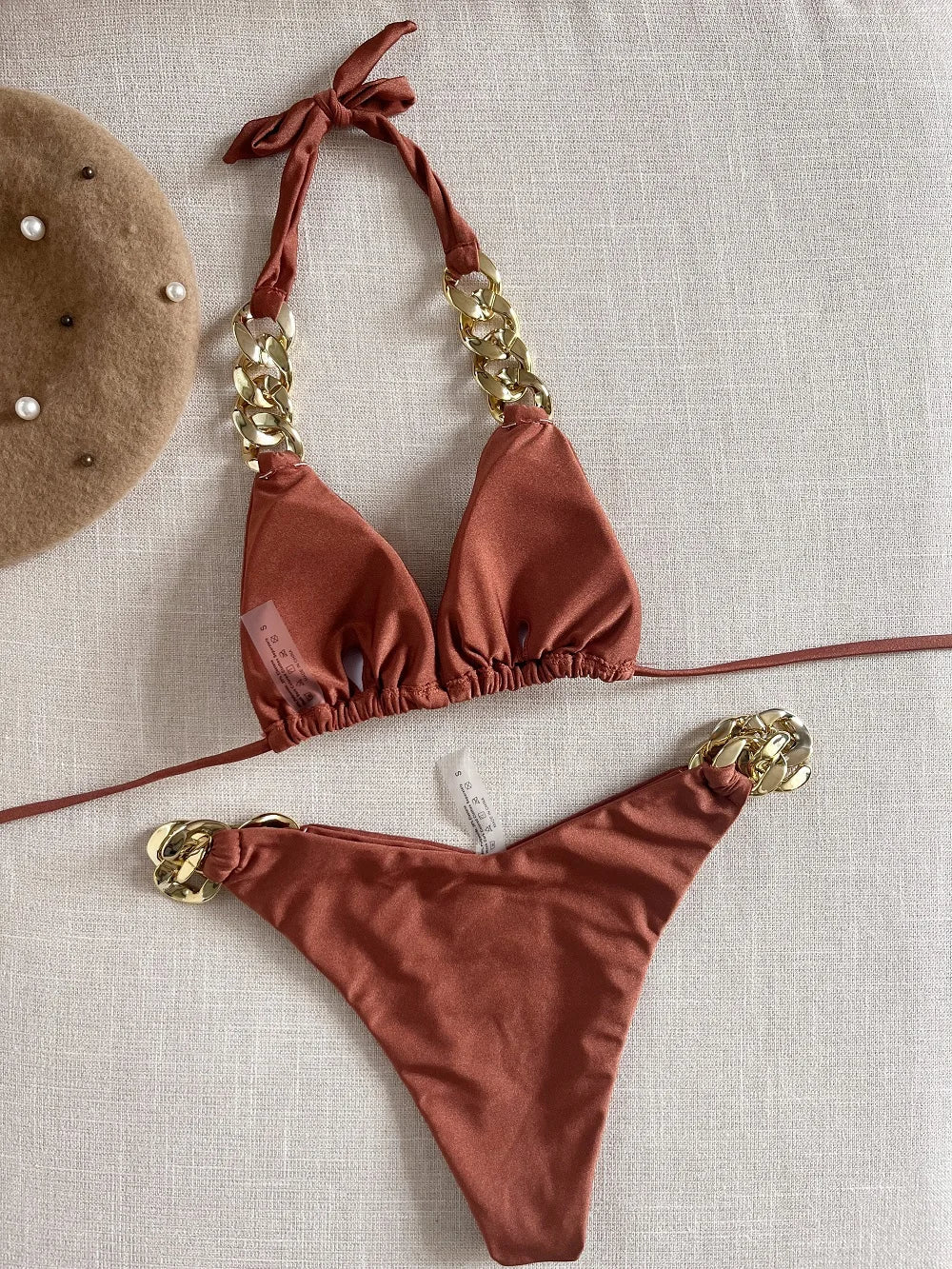 Elegant Bikini with Golden Chain