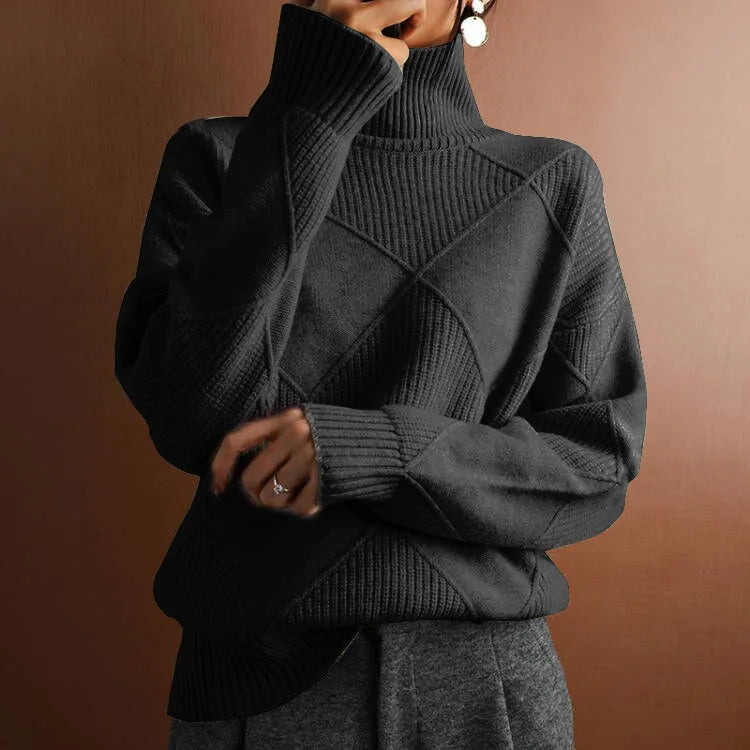 Geometric Knit Turtleneck Sweater