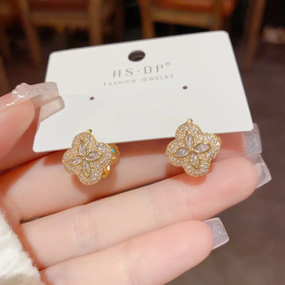 Crystal Clover Stud Earrings