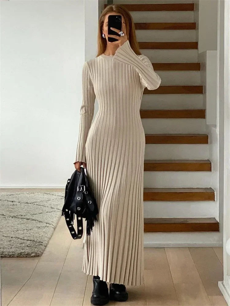 Women Knitted Dress Autumn Waist