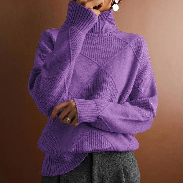 Geometric Knit Turtleneck Sweater