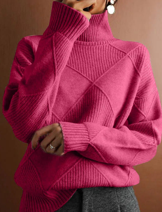 Geometric Knit Turtleneck Sweater