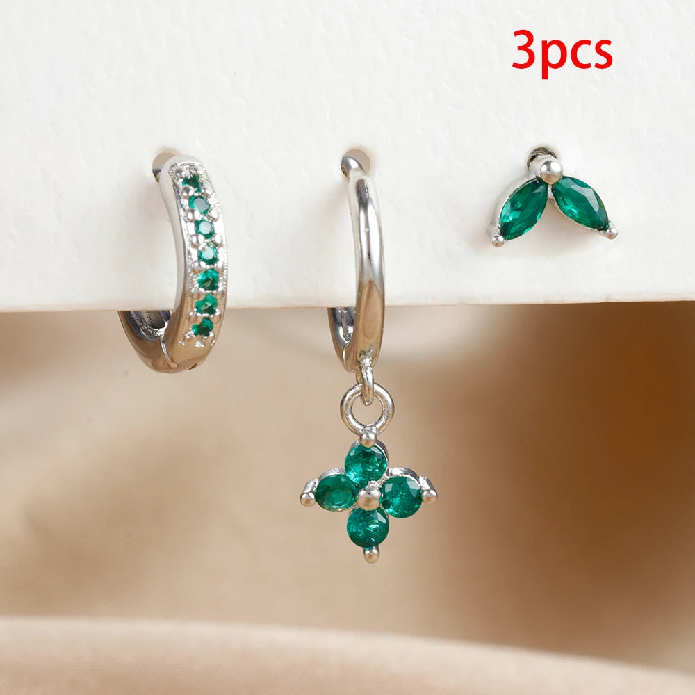 Crystal Charm Mini Hoop Set Earrings