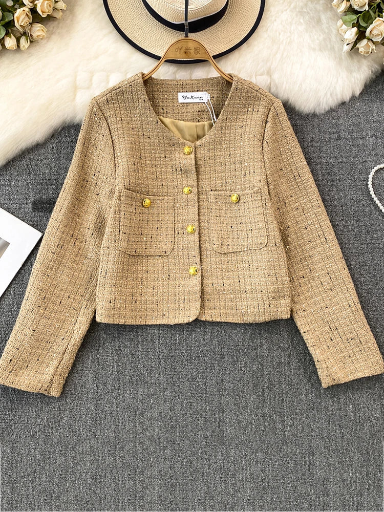 Cozy Korean Tweed Oversized Blazer