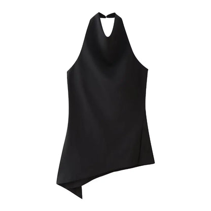 Asymmetric Halter Top & Wide-Leg Pants