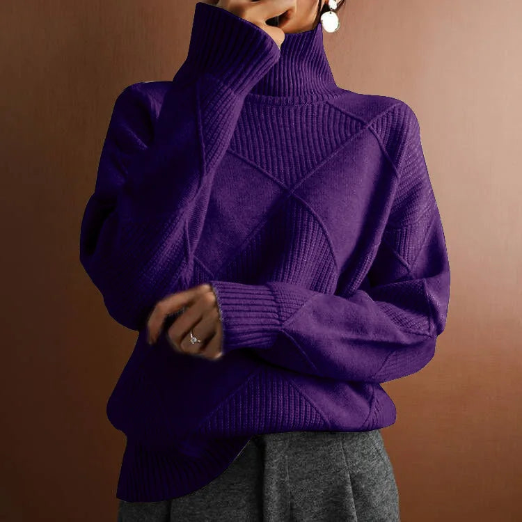 Geometric Knit Turtleneck Sweater