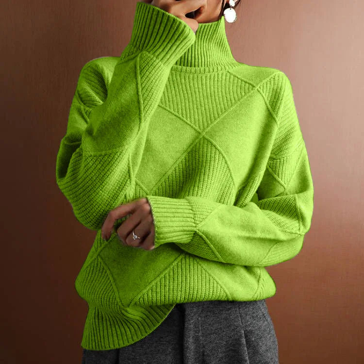 Geometric Knit Turtleneck Sweater