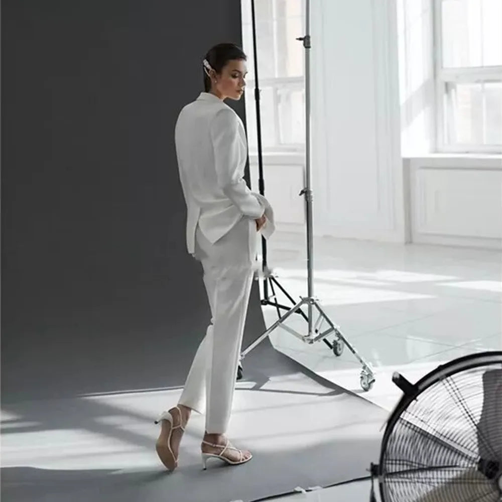 Tailored Elegance White Two-Piece Suit