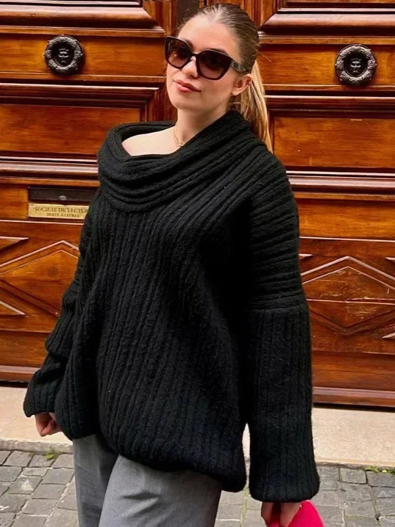 Off-Shoulder Oversized Knit Sweater