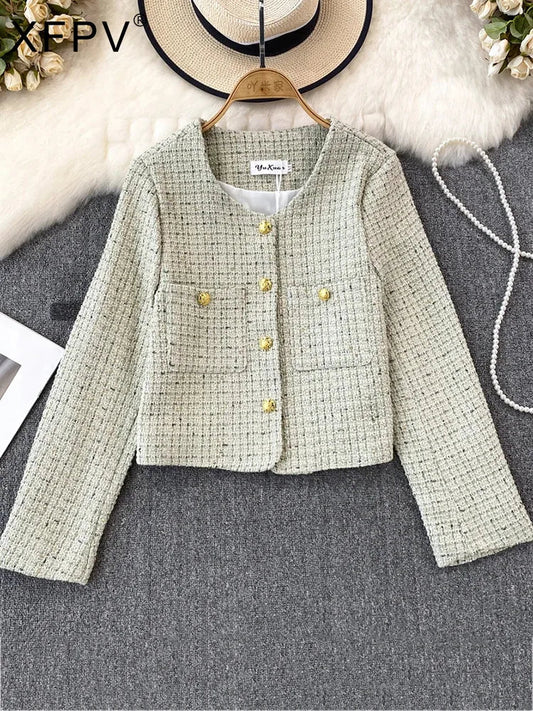 Cozy Korean Tweed Oversized Blazer