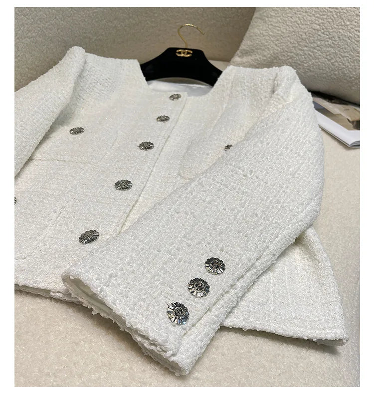 Classico blazer di tweed bianco