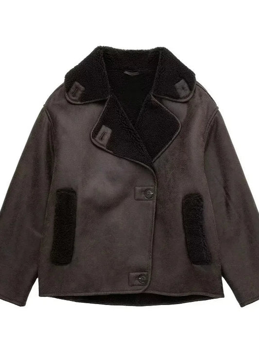 Jackets de cuero falso para mujeres otoño invierno