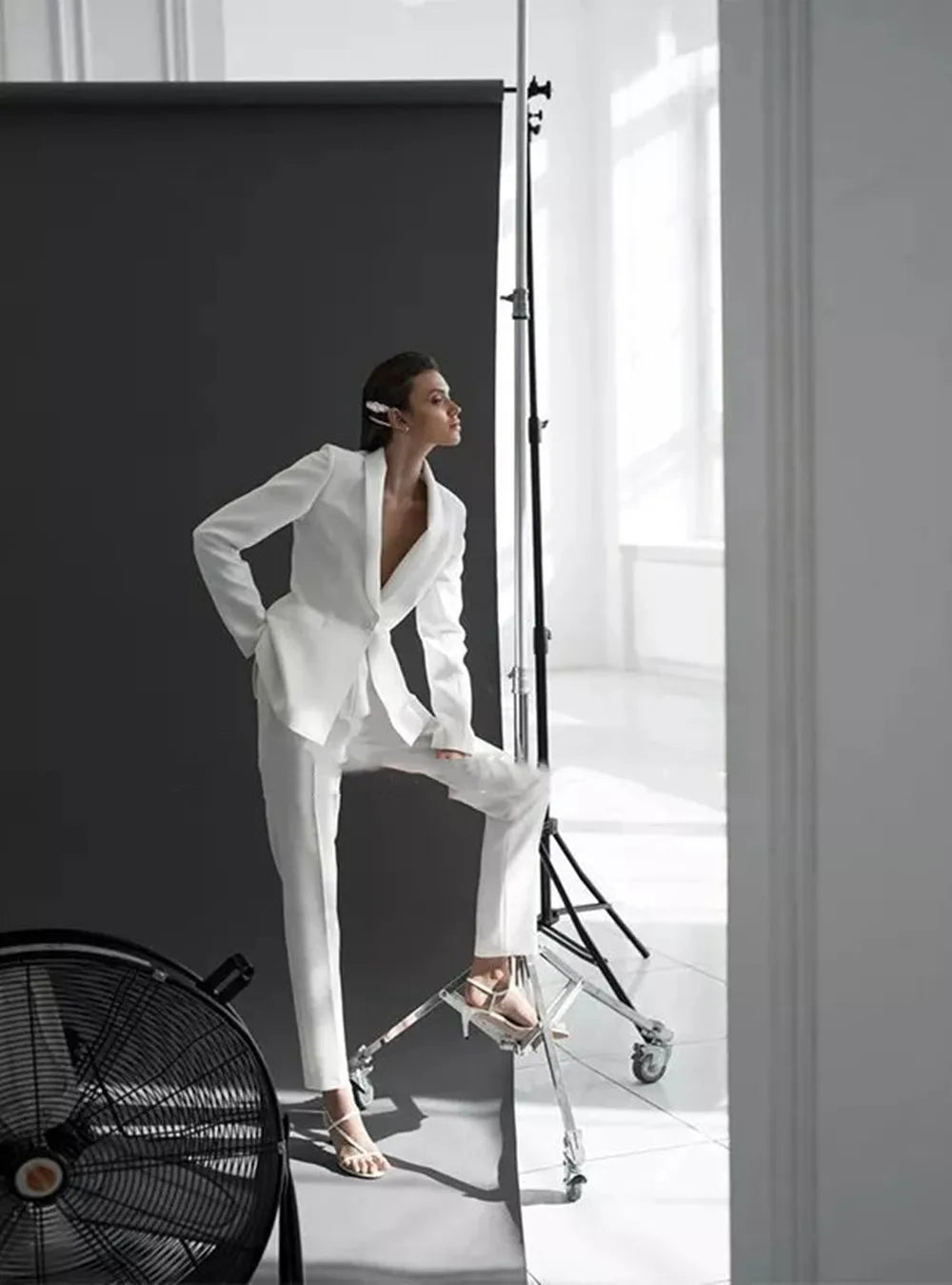 Tailored Elegance White Two-Piece Suit